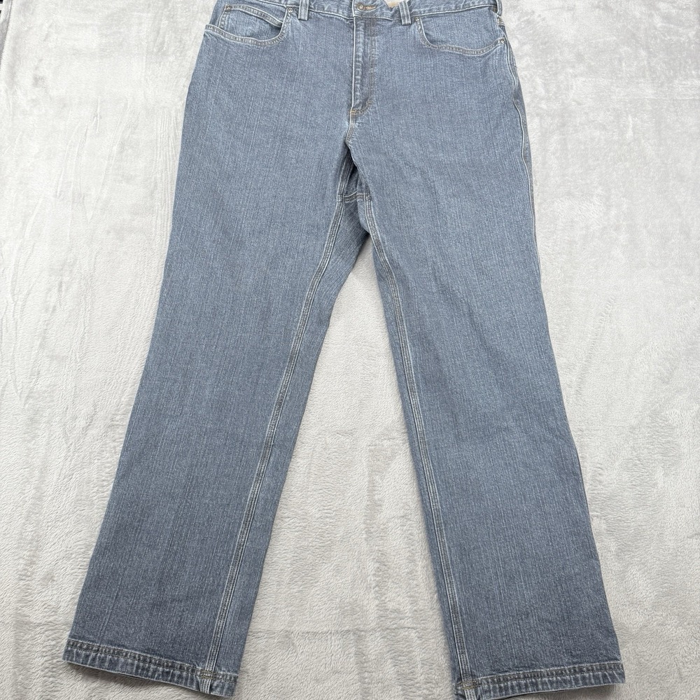 Duluth Jeans Mens Ballroom Flex Straight Leg Zip Fly 40x34(33) Blue Denim‎